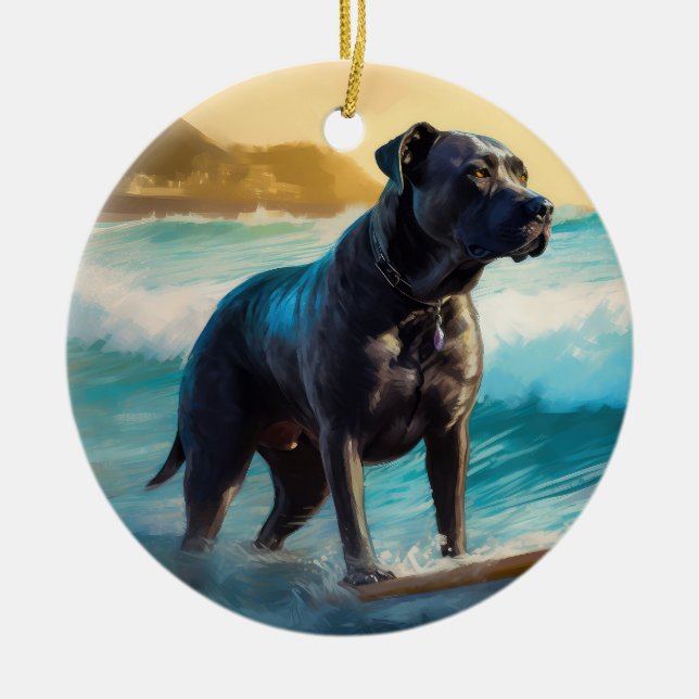 Cane Corso Beach Surfgrafik Keramik Ornament (Vorne)