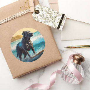 Cane Corso Beach Surfgrafik Runder Aufkleber