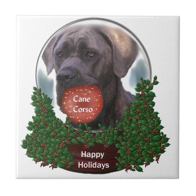 Cane Corso Christmas Fliese (Vorderseite)