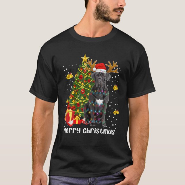Cane Corso Christmas Lights Tree Santa Xmas Pajama T-Shirt (Vorderseite)