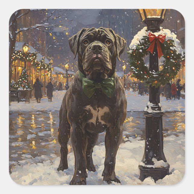 Cane Corso Christmas Quadratischer Aufkleber (Vorderseite)