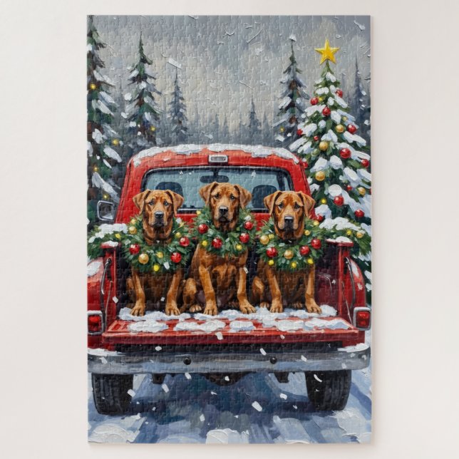 Cane Corso Christmas Red Truck Holiday (Vertikal)