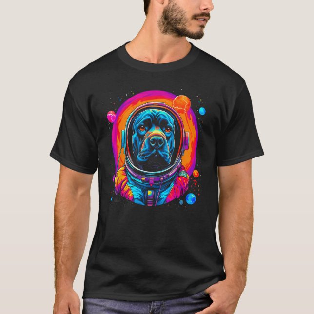 Cane Corso Dog Astronaut in Space T-Shirt (Vorderseite)