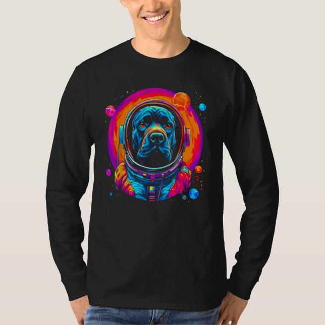 Cane Corso Dog Astronaut in Space T-Shirt (Vorderseite)