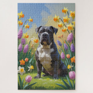 Cane Corso Dog Frühlingsblumen Malerei