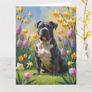 Cane Corso Dog Frühlingsblumen Malerei Karte