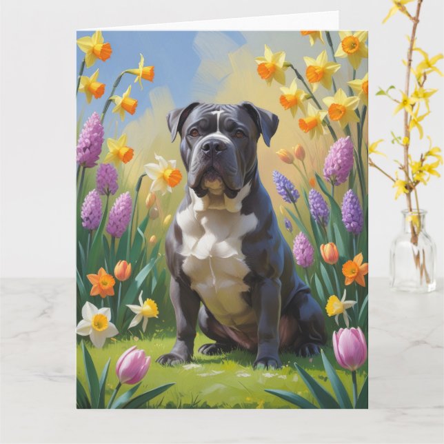 Cane Corso Dog Frühlingsblumen Malerei Karte (Gelbe Blume)
