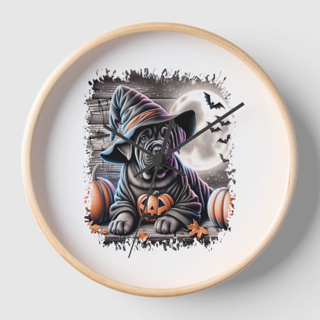 Cane Corso Dog Halloween Uhr (Vorderseite)