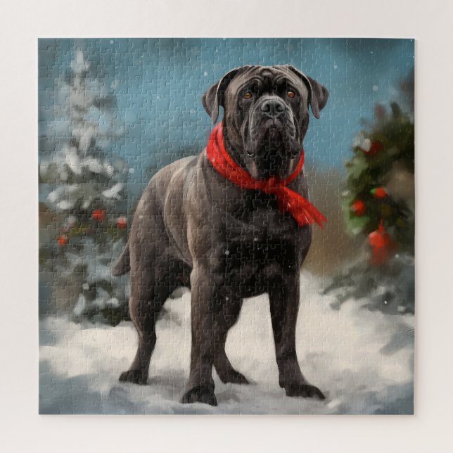 Cane Corso Dog im Schnee Weihnachten (Vertikal)