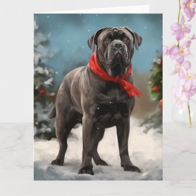 Cane Corso Dog im Schnee Weihnachten Karte (Orchidee)