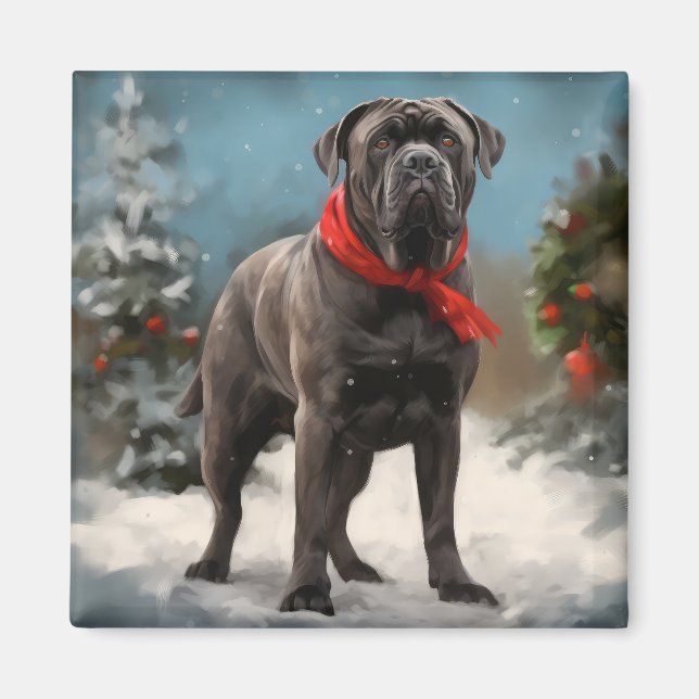 Cane Corso Dog im Schnee Weihnachten Magnet (Vorne)