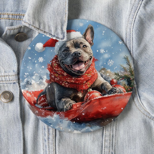 Cane Corso Dog in Sledge Let it Schnee Weihnachten Button (Beispiel)