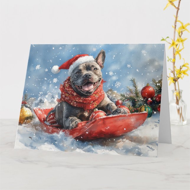 Cane Corso Dog in Sledge Let it Schnee Weihnachten Karte (Gelbe Blume)