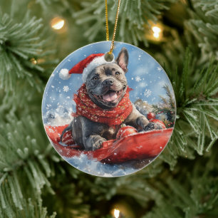 Cane Corso Dog in Sledge Let it Schnee Weihnachten Keramik Ornament