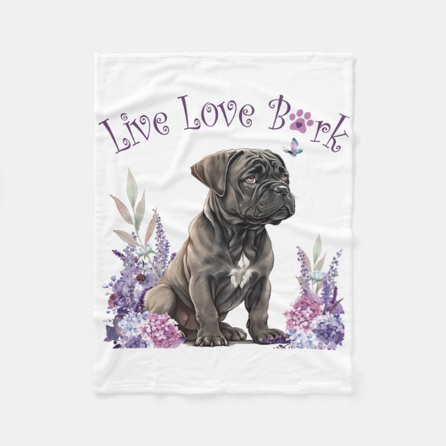 Cane Corso Dog Mama Floral Fleecedecke (Vorderseite)