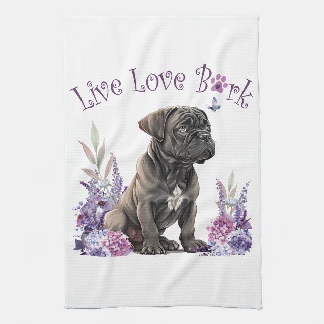 Cane Corso Dog Mama Floral Geschirrtuch (Vertikal)