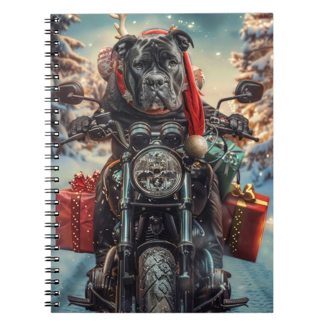 Cane Corso Dog Riding Motorrad Weihnachten Notizblock (Vorderseite)