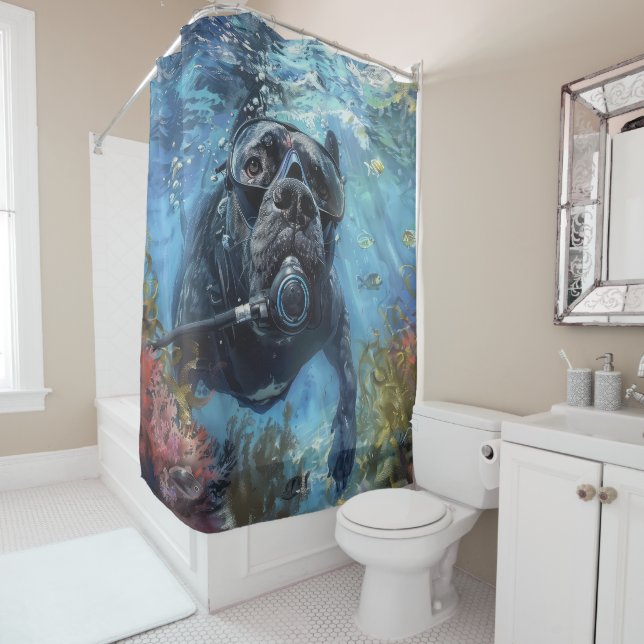Cane Corso Dog Scuba Diving Underwater Duschvorhang (Beispiel)