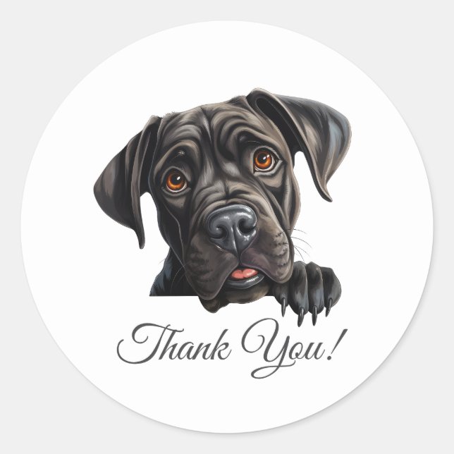Cane Corso Dog Vielen Dank Runder Aufkleber (Vorderseite)