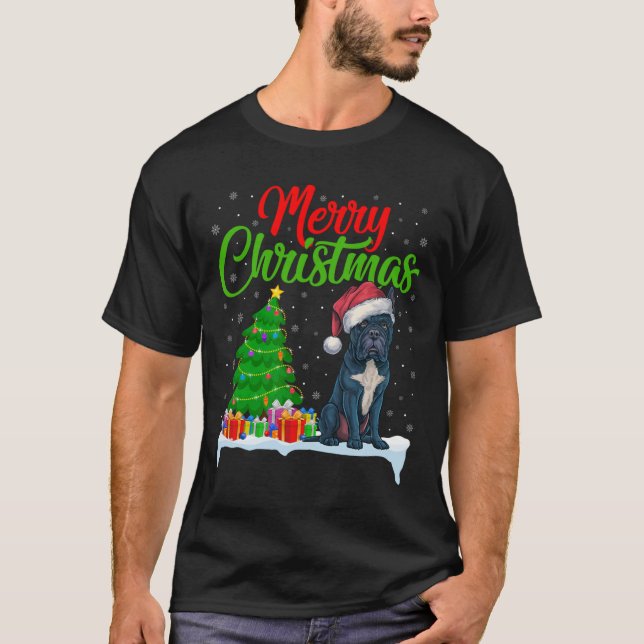 Cane Corso Dog Weihnachtsbaum Lichter Funny Xmas D T-Shirt (Vorderseite)