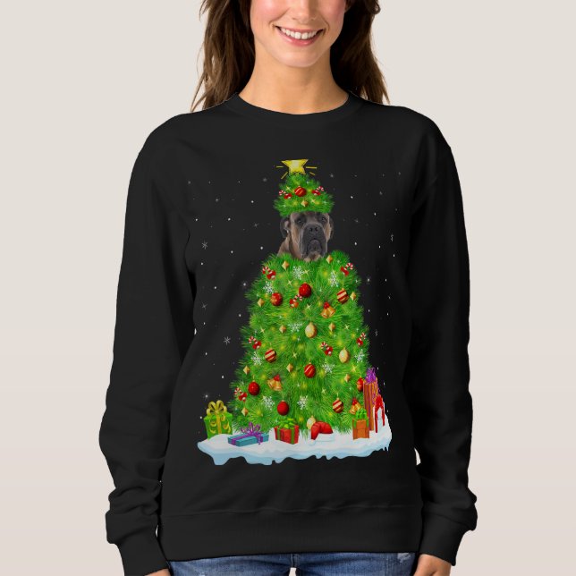 Cane Corso Dog Xmas Licht Baum Funny Cane Corso Sweatshirt (Vorderseite)
