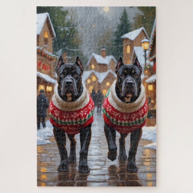 Cane Corso Dogs Christmas Snow Holiday (Vertikal)
