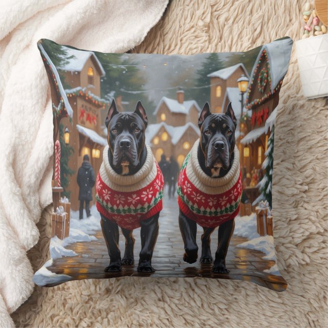 Cane Corso Dogs Christmas Snow Holiday Kissen (Decke)