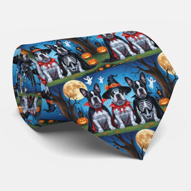 Cane Corso Dogs Pumpkin Halloween Funny Krawatte (Gerollt)