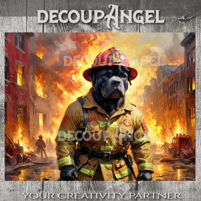 Cane Corso - Feuerwehrleute - Decoupage - Seidenpapier (Von Creator hochgeladen)