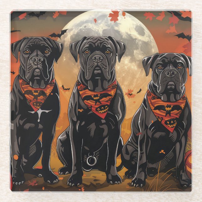 Cane Corso Halloween Spooky Glasuntersetzer (Vorderseite)