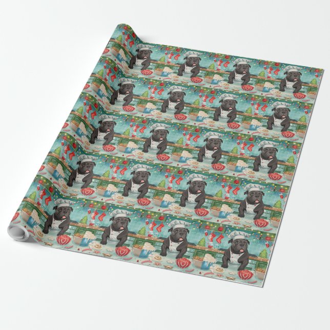 Cane Corso Holiday Baking: Feierliche Weihnachten Geschenkpapier (Ungerollt)