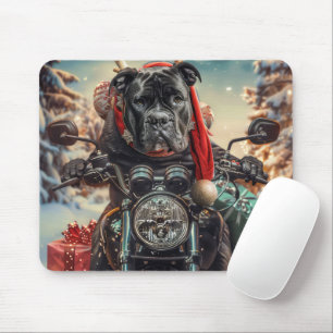 Cane Corso Hund fährt Motorrad Weihnachten  Mousepad
