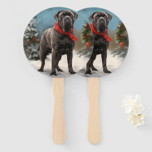 Cane Corso Hund im Schnee Weihnachten  Fächer