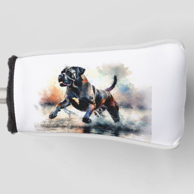 Cane Corso Hund mit Wasserfarbe Golf Headcover (Vorderseite)
