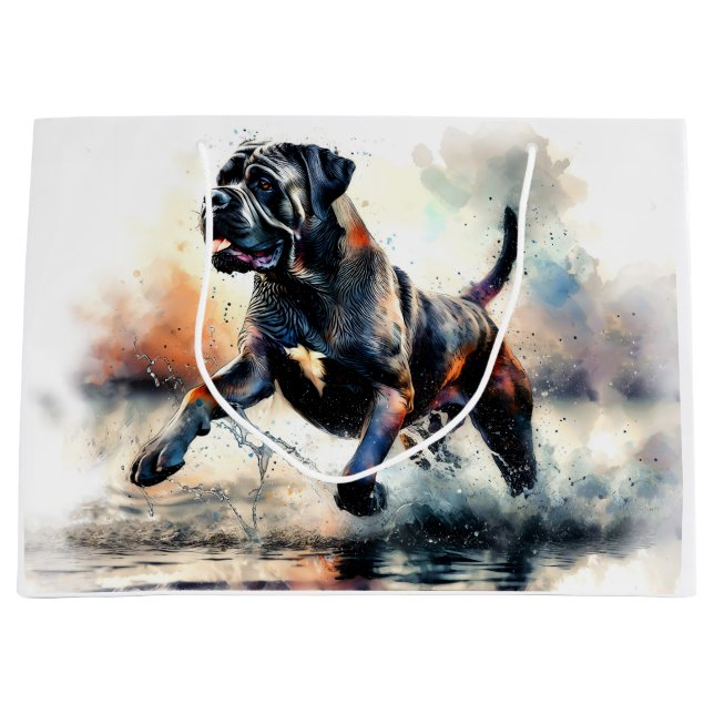 Cane Corso Hund mit Wasserfarbe Große Geschenktüte (Vorderseite)