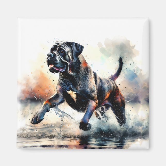 Cane Corso Hund mit Wasserfarbe Magnet (Vorne)