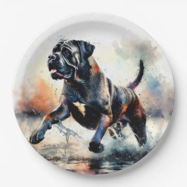 Cane Corso Hund mit Wasserfarbe Pappteller