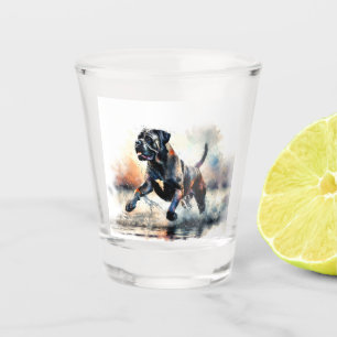 Cane Corso Hund mit Wasserfarbe Schnapsglas