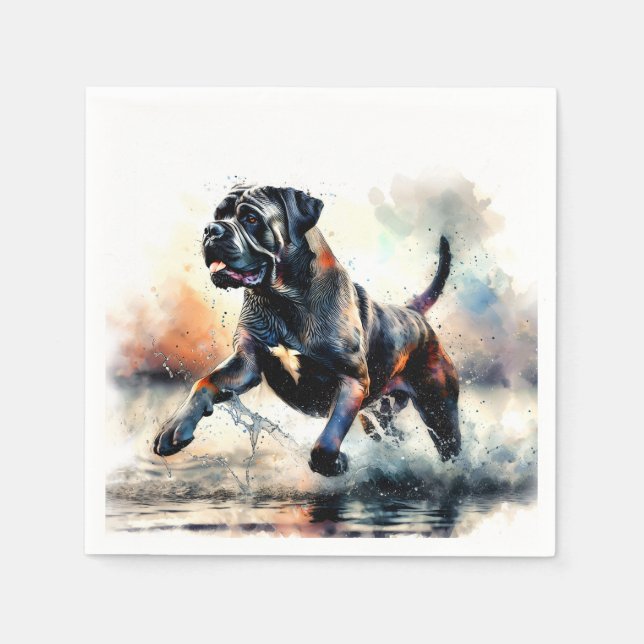 Cane Corso Hund mit Wasserfarbe Serviette (Vorderseite)
