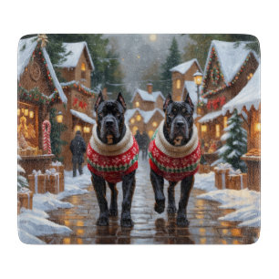 Cane Corso Hunde Weihnachten Schnee Urlaub Schneidebrett