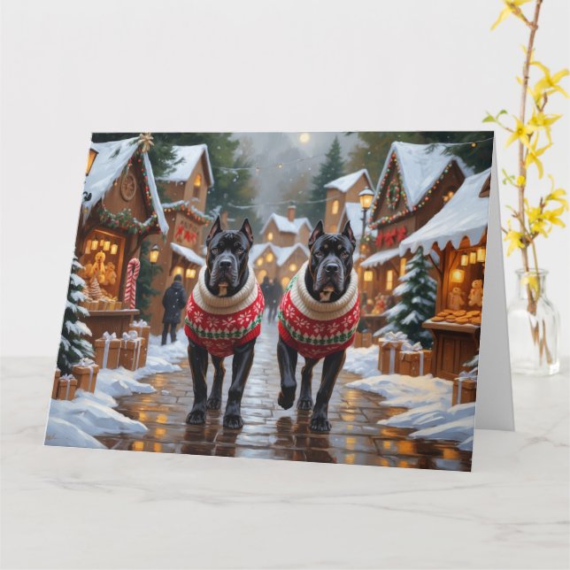 Cane Corso Hunde Weihnachtsschneeferien Karte (Gelbe Blume)