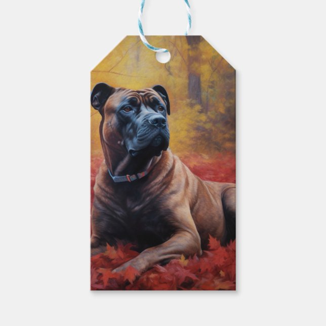 Cane Corso im Herbst Leaves Fall Inspiriert Geschenkanhänger (Vorderseite)