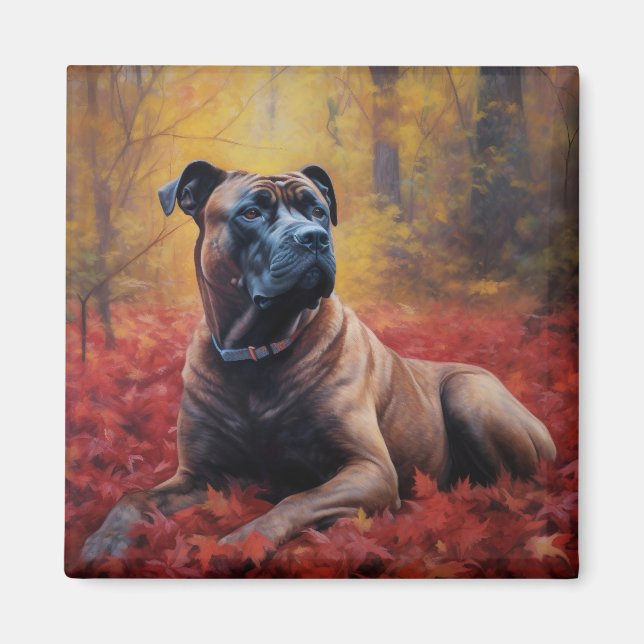 Cane Corso im Herbst Leaves Fall Inspiriert Magnet (Vorne)