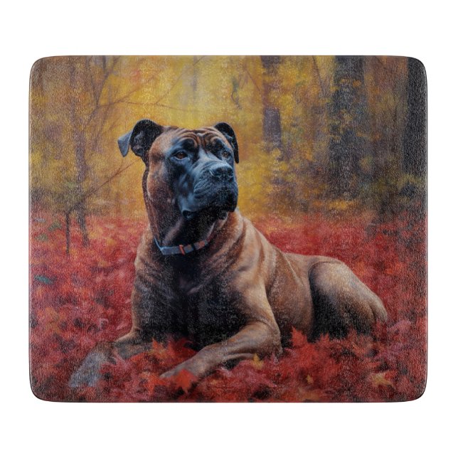 Cane Corso im Herbst Leaves Fall Inspiriert Schneidebrett (Vorderseite)