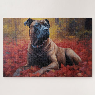 Cane Corso im Herbstlaubfall inspiriert 