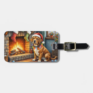 Cane Corso Kamin mit Weihnachtslichtern Gepäckanhänger