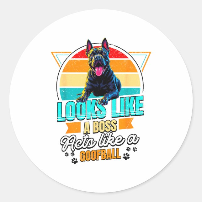 Cane Corso Lover Funny Cane Corso Retro  Runder Aufkleber (Vorderseite)