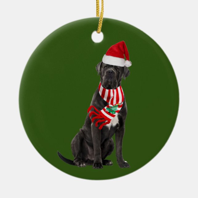 Cane Corso mit Hat Scaft Weihnachten Keramik Ornament (Vorne)