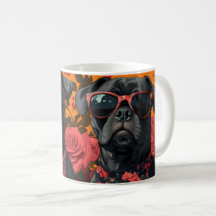 Cane Corso mit Herz-Rose Valentinstag Kaffeetasse