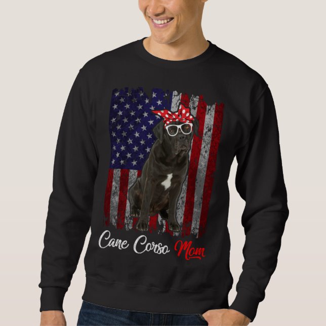 Cane Corso Mom American Flag Sweatshirt (Vorderseite)
